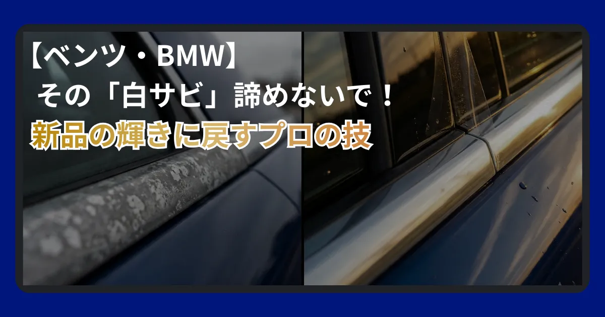 欧州車のドアモールに付着した白サビの除去とプロテクションフィルムによる対策