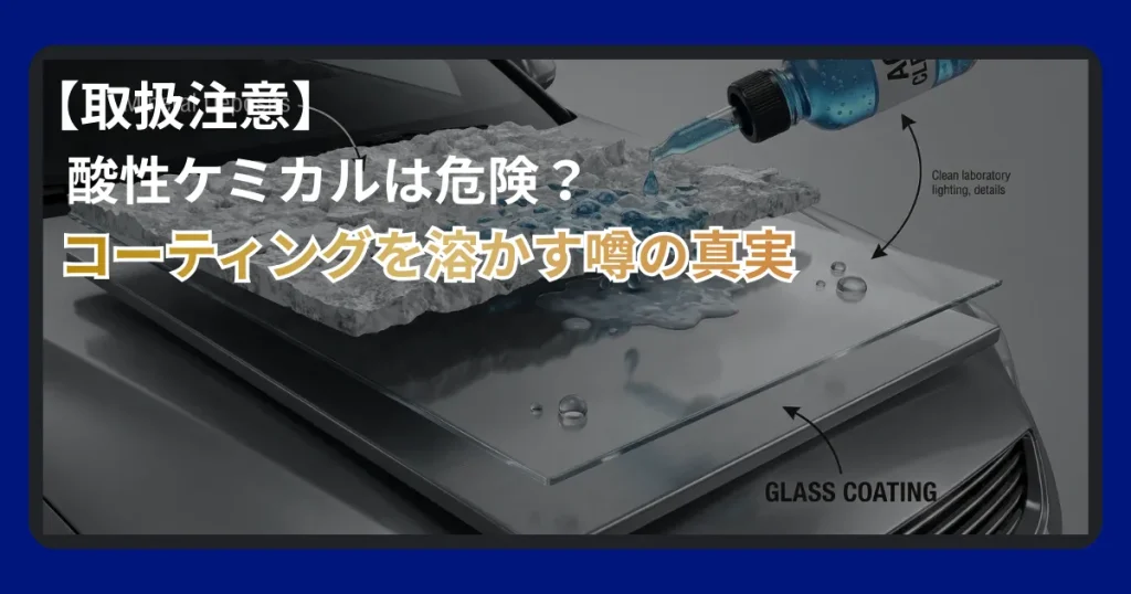 酸性ケミカルを使用してガラスコーティングの水垢を除去する際の注意点とメカニズム