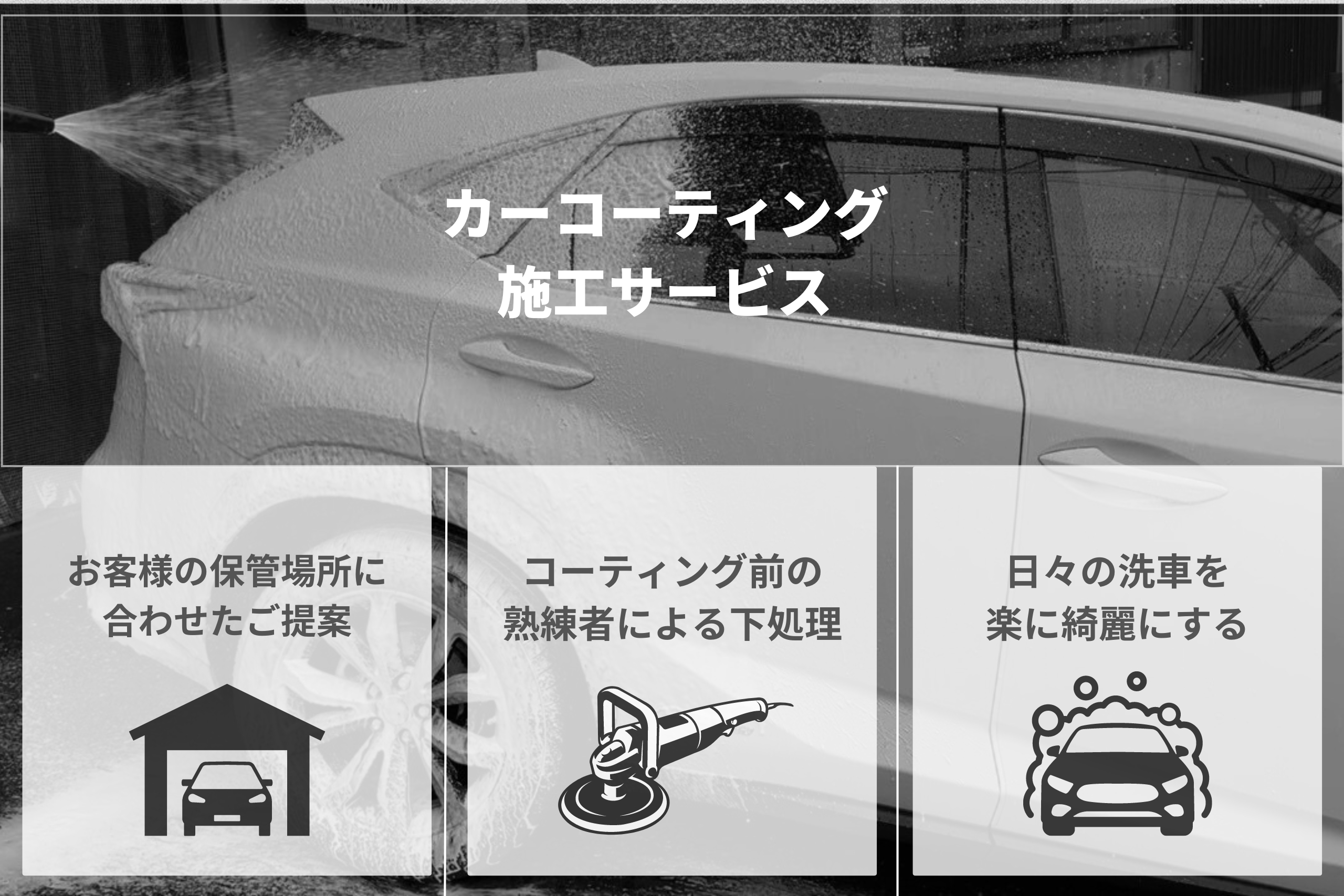 アルファのカーコーティング施工サービスを説明