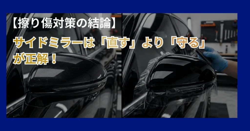 サイドミラーの傷防止対策としてプロテクションフィルムを施工するメリットと修理費用を解説