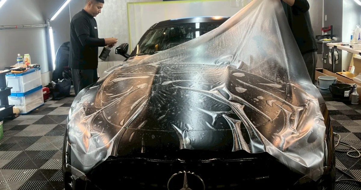 マット専用PPFの施工風景