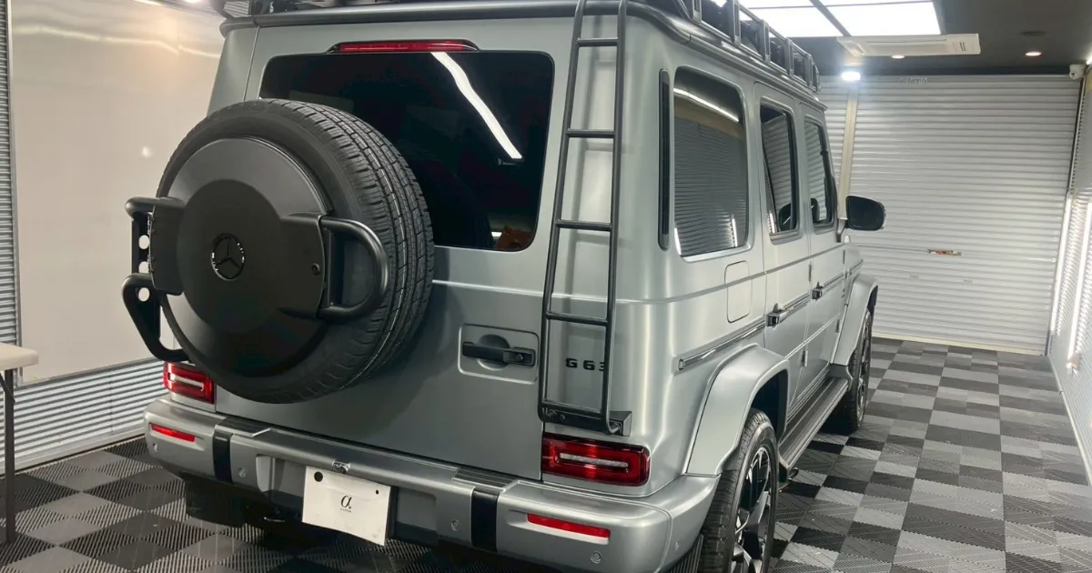 背面タイヤとラダーが特徴的なG63 リアビューのステルスPPF施工完了