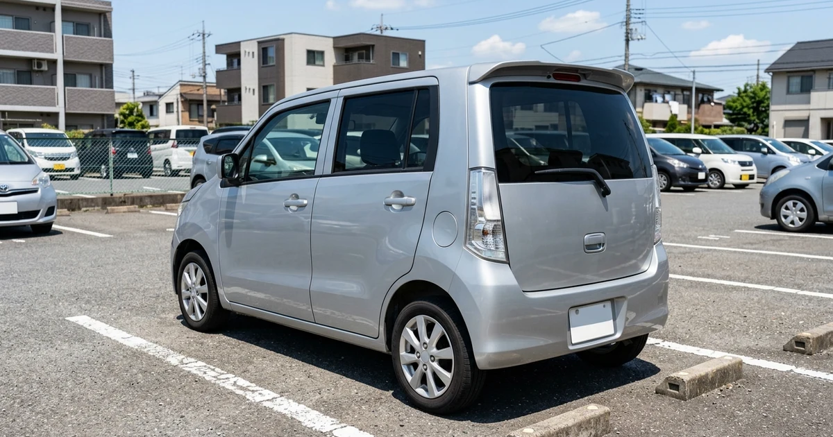 屋外の駐車場に停められている車